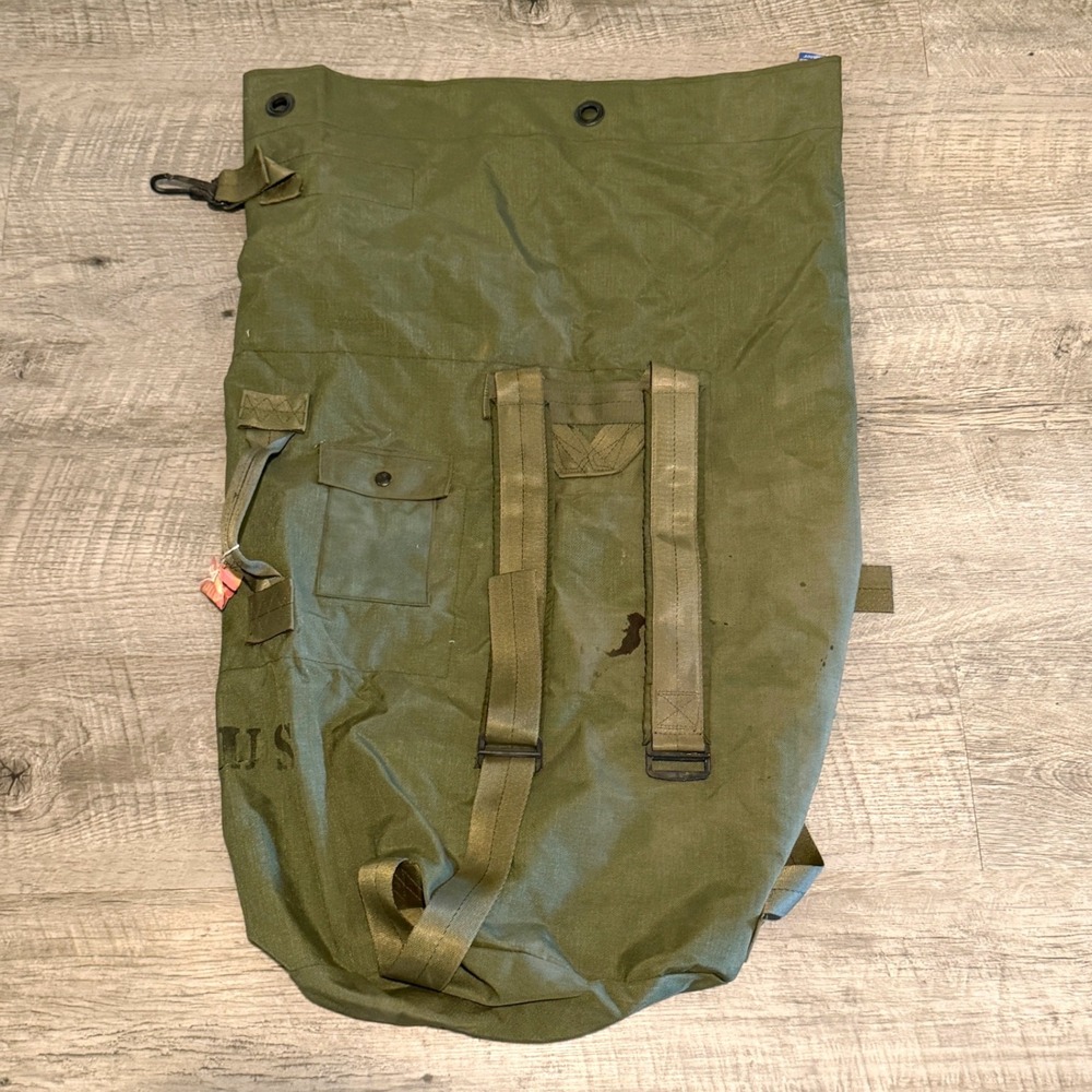 Vintage US Military Nylon Duffel Bag Type II Olive Drab DLA100-85-C-4151 36x24